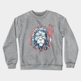 Hipster lion smoking pipe Crewneck Sweatshirt